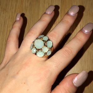 Gold & blue/green adjustable ring